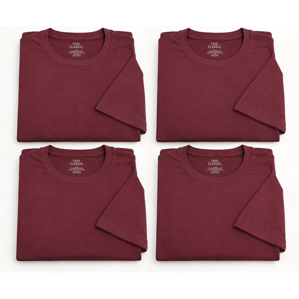 True Classic 4 Crew Neck Short Sleeve T-Shirt Sz L Burgundy